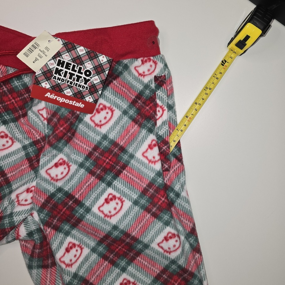 Hello Kitty NWT Holiday Plaid‎ Sleep Pants Aeropostale Red Green Women's Small - Picture 11 of 12